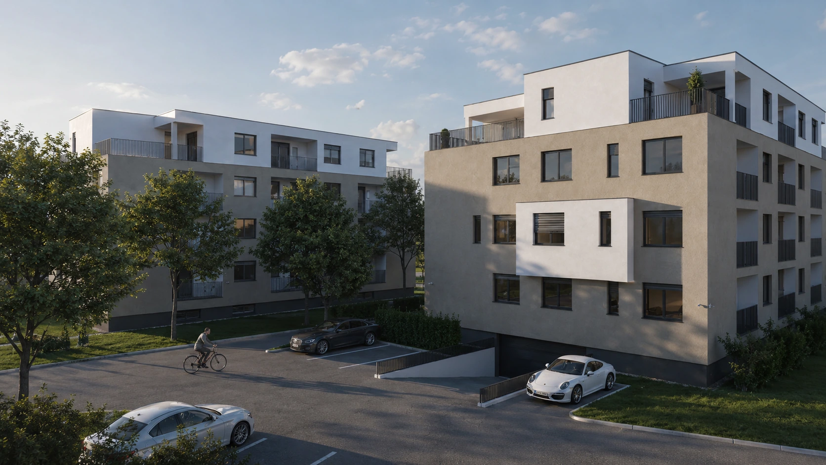Render dviju zgrada Bistra Park u Bistri s uređenim vanjskim prostorom